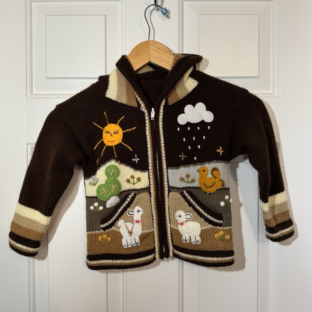 Peruvian handmade‎ kids alpaca zip up jacket no size